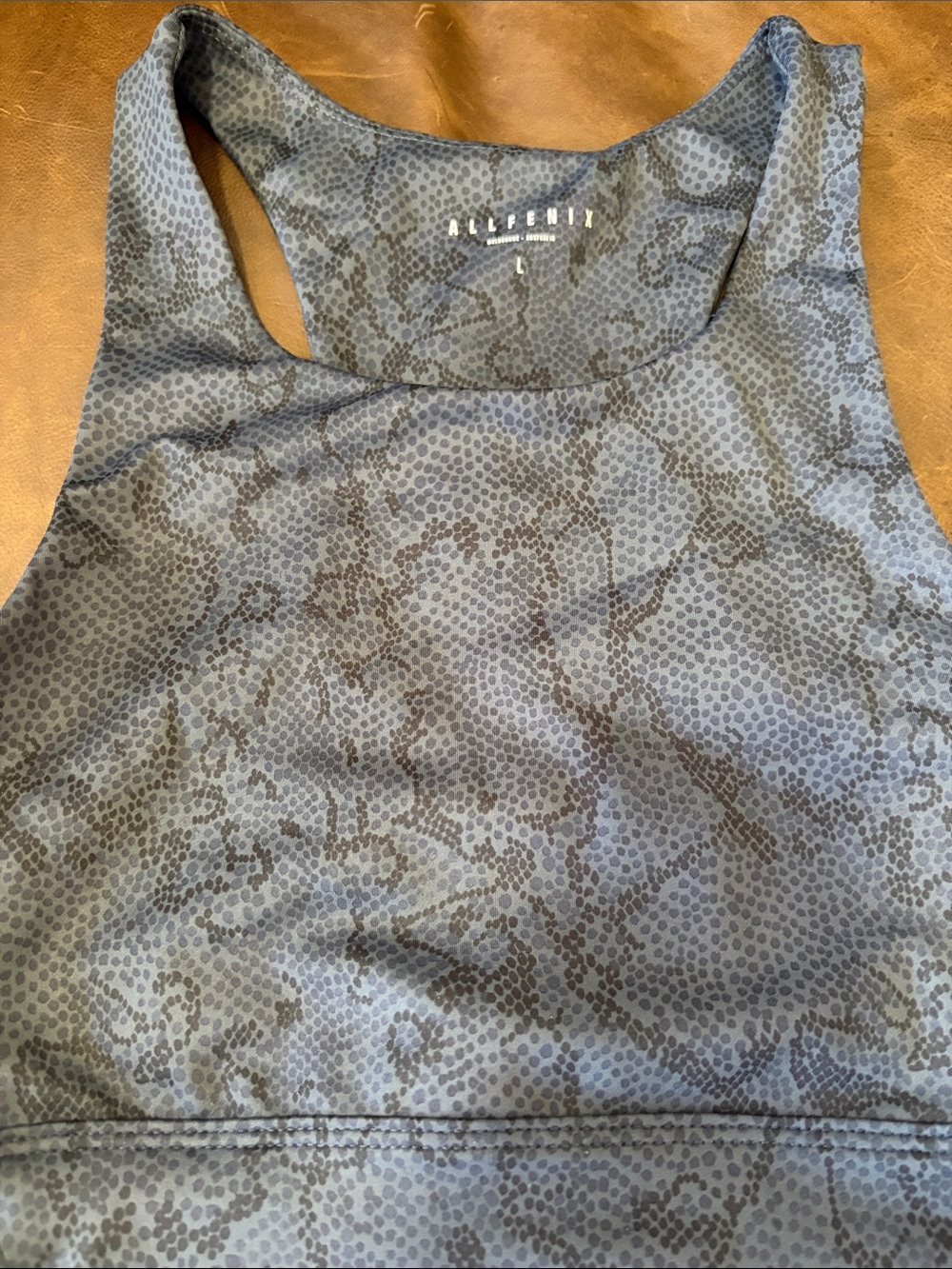 Blue & Black Python Patterned Racerback Crop Top - Picture 2 of 3